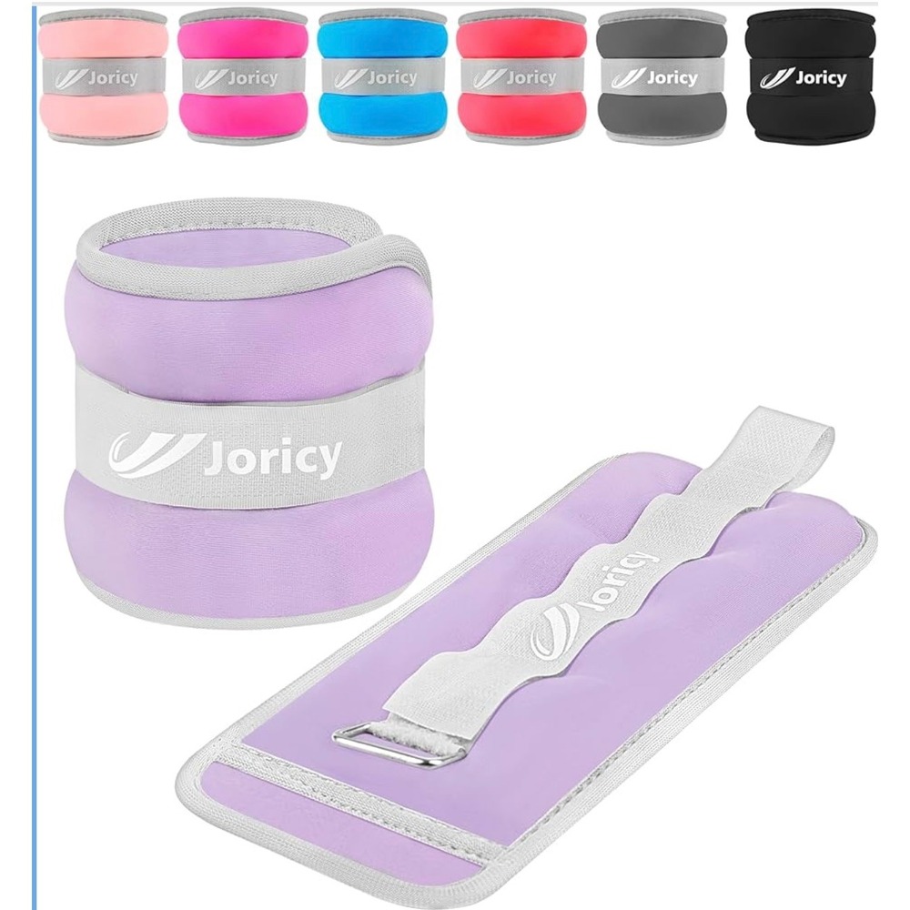 JORICY Light Purple Weight Ankle Weights 1 lb each (2 LB Pair) Adjustable Straps